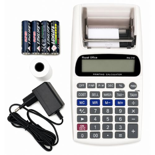 CALCOLATRICE ROYAL OFFICE FMS 210 PORTATILE SCRIVENTE 12 CIFRE NERO